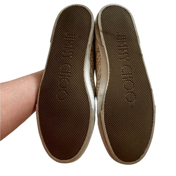Jimmy Choo Demi Woven Slip-On Skate Sneakers Cream Slip Ons Authentic US 10 - Picture 6 of 13
